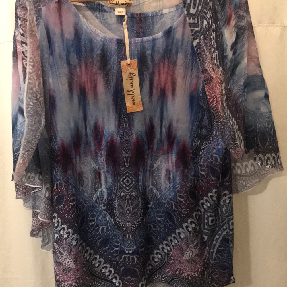 NWT World Unity Beautiful Sheer Top - Picture 4 of 8